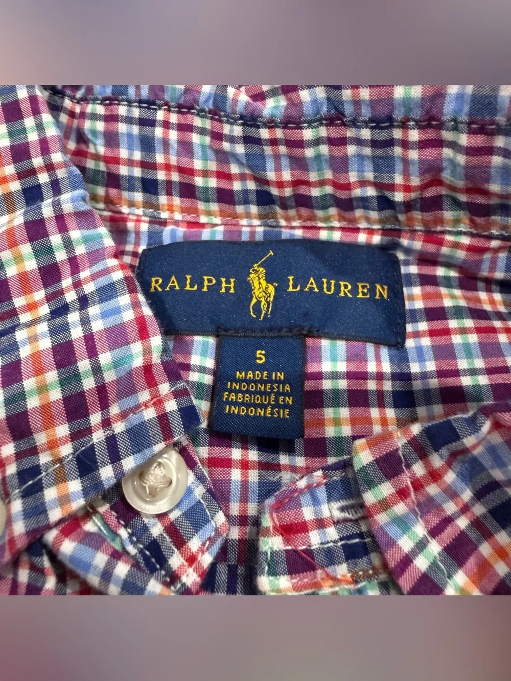 Boys Bundle (2) Ralph Lauren/Class Club Red/Blue Plaid Button-Down Shirt. Size 5